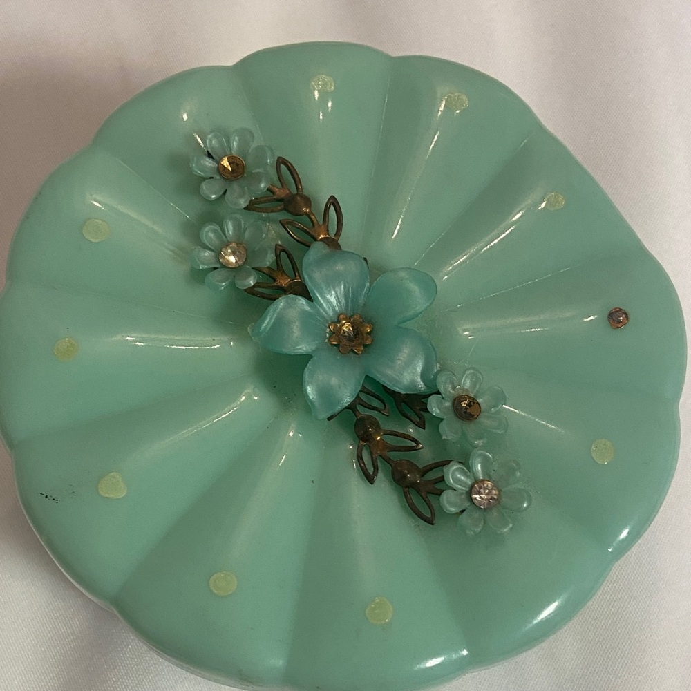 Vintage Mint Green Menda Co. Powerder/ Puff container - Picture 8 of 12